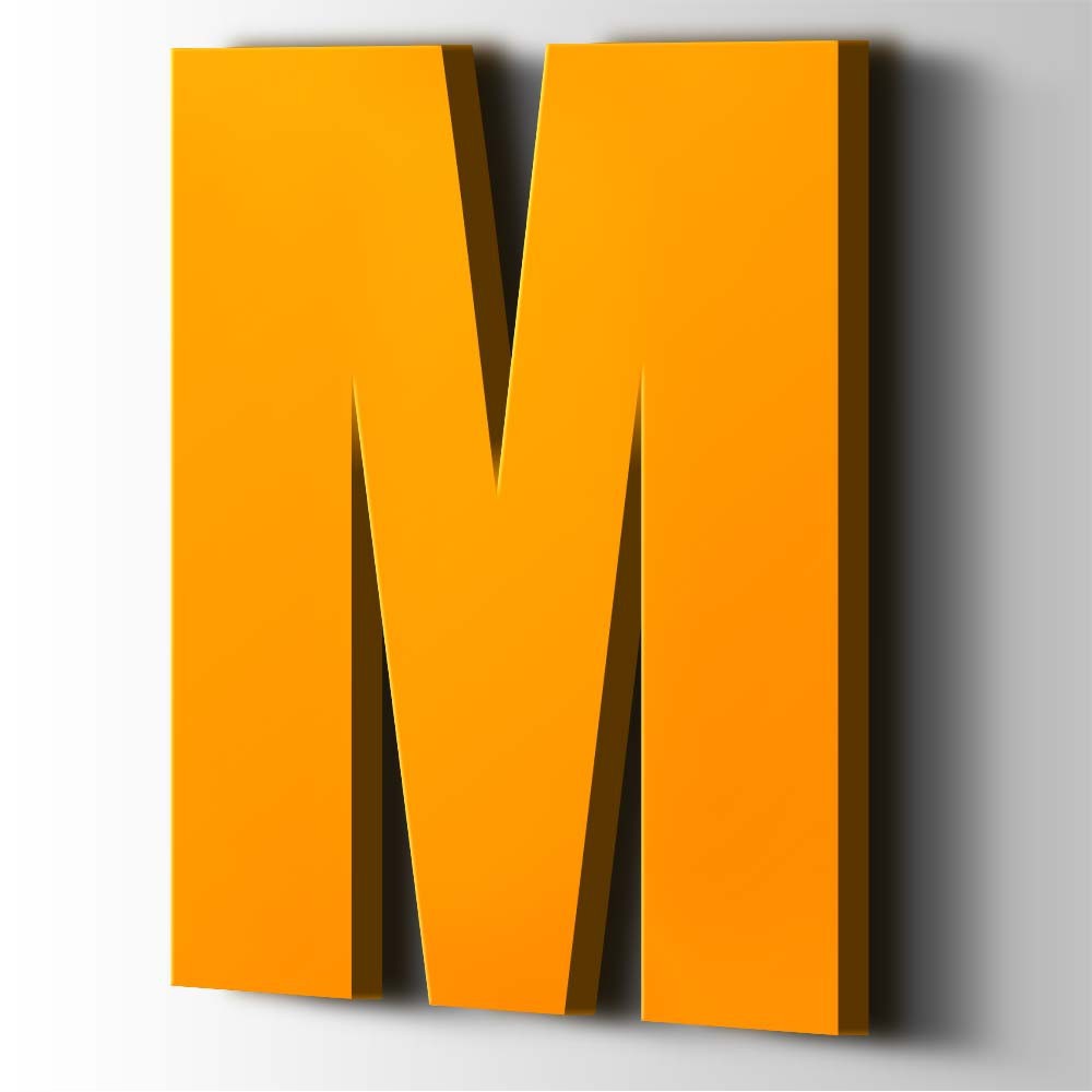 Kunststof Letter M Impact Acrylaat 1003 Signal Yellow - 1