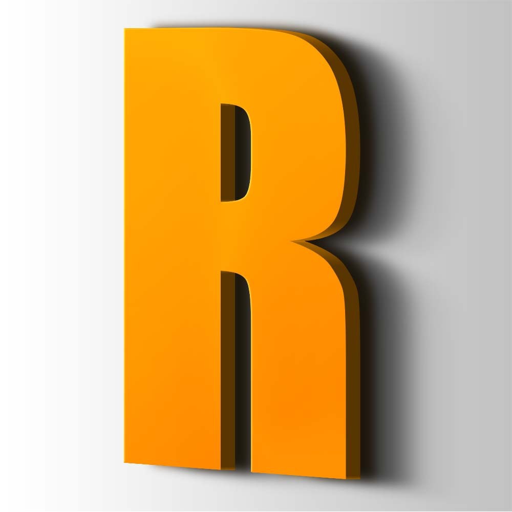 Kunststof Letter R Impact Acrylaat 1003 Signal Yellow - 1