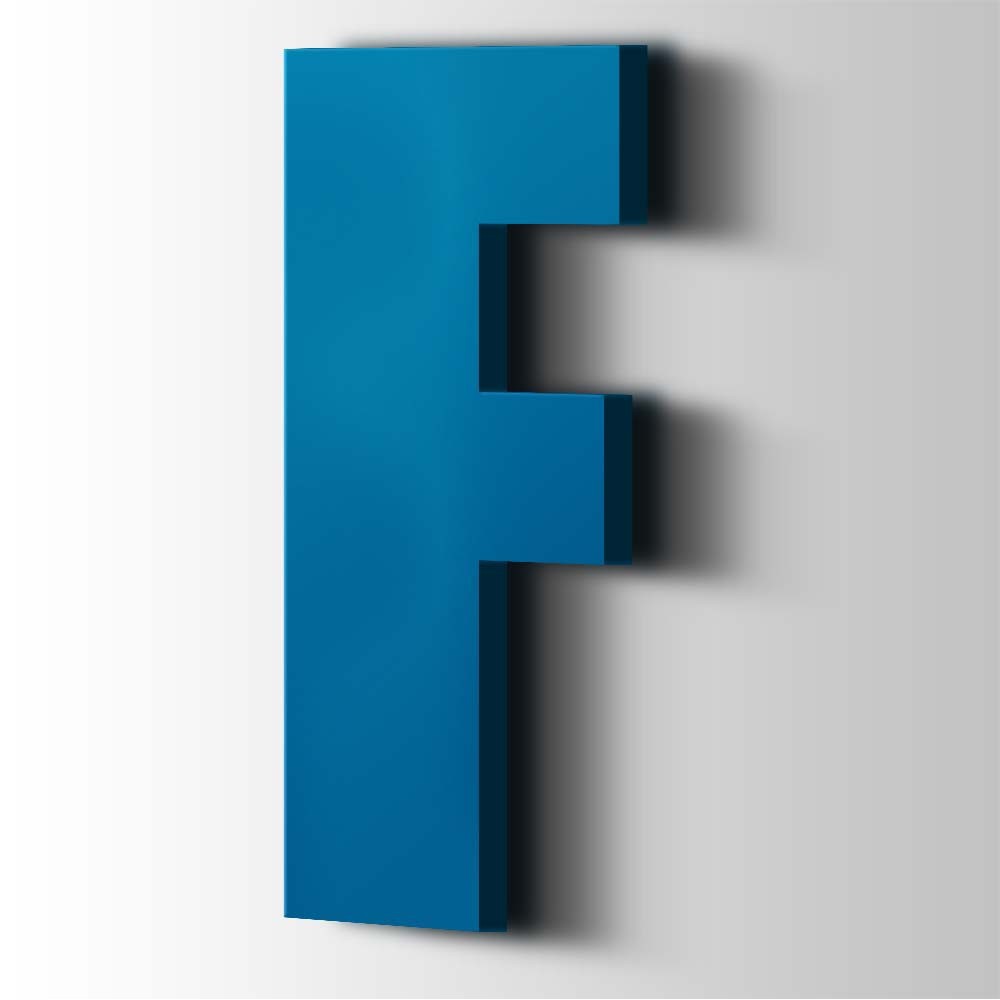 Kunststof Letter F Impact Acrylaat 5015 Sky Blue - 1