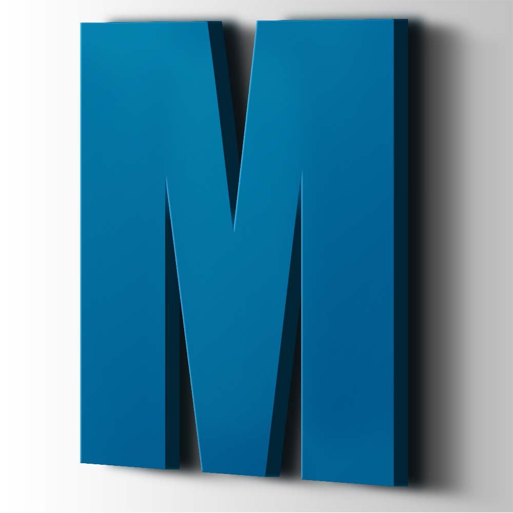 Kunststoff-Buchstabe M Impact Acryl 5015 Himmelblau – 1