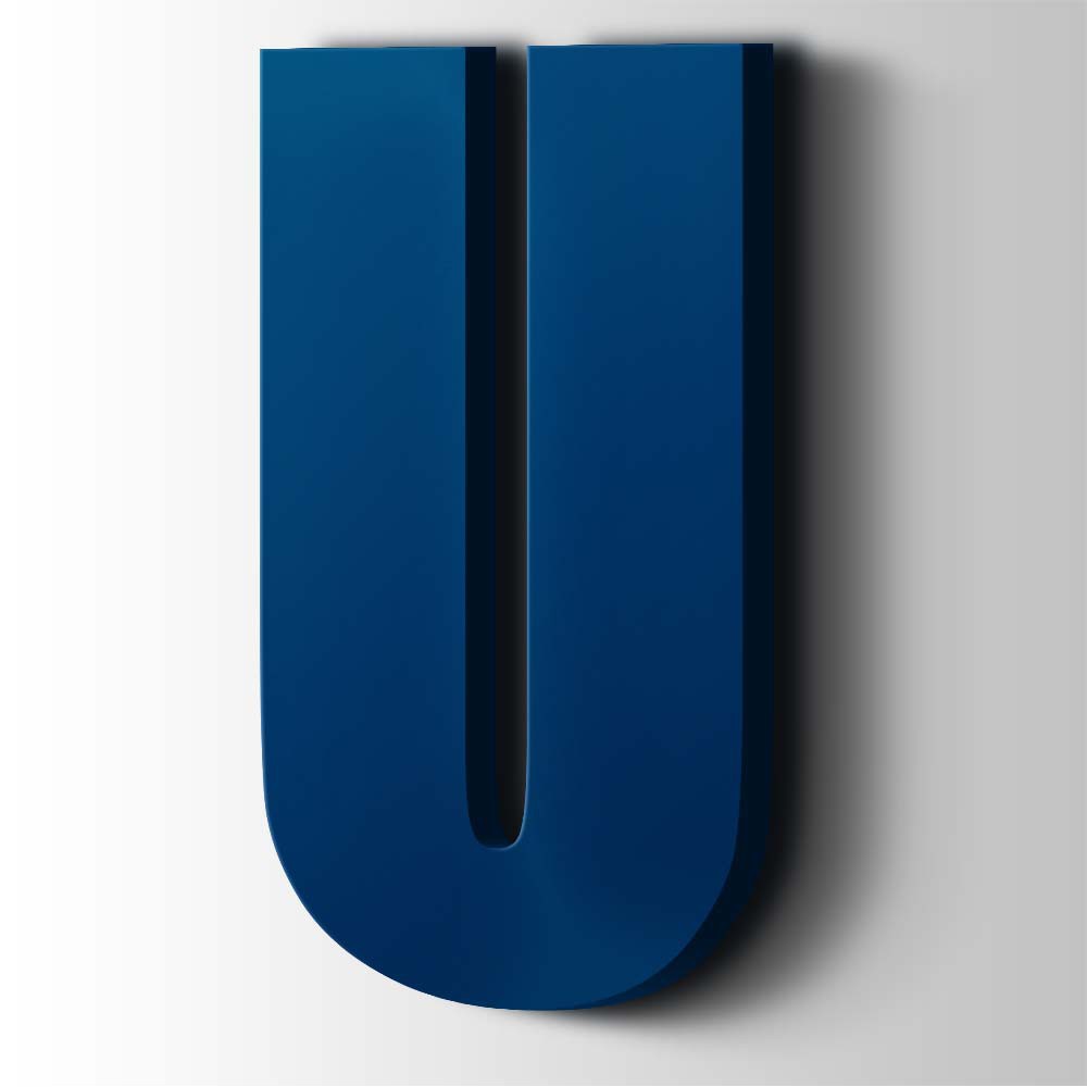 Kunststof Letter U Impact Acrylaat 5002 Ultramarine Blue - 1