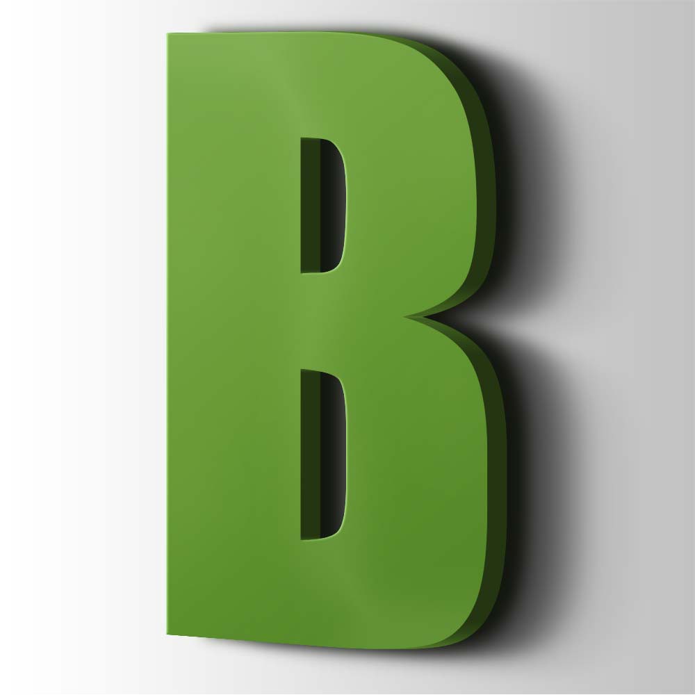 Kunststof Letter B Impact Acrylaat 6018 Yellow Green - 1