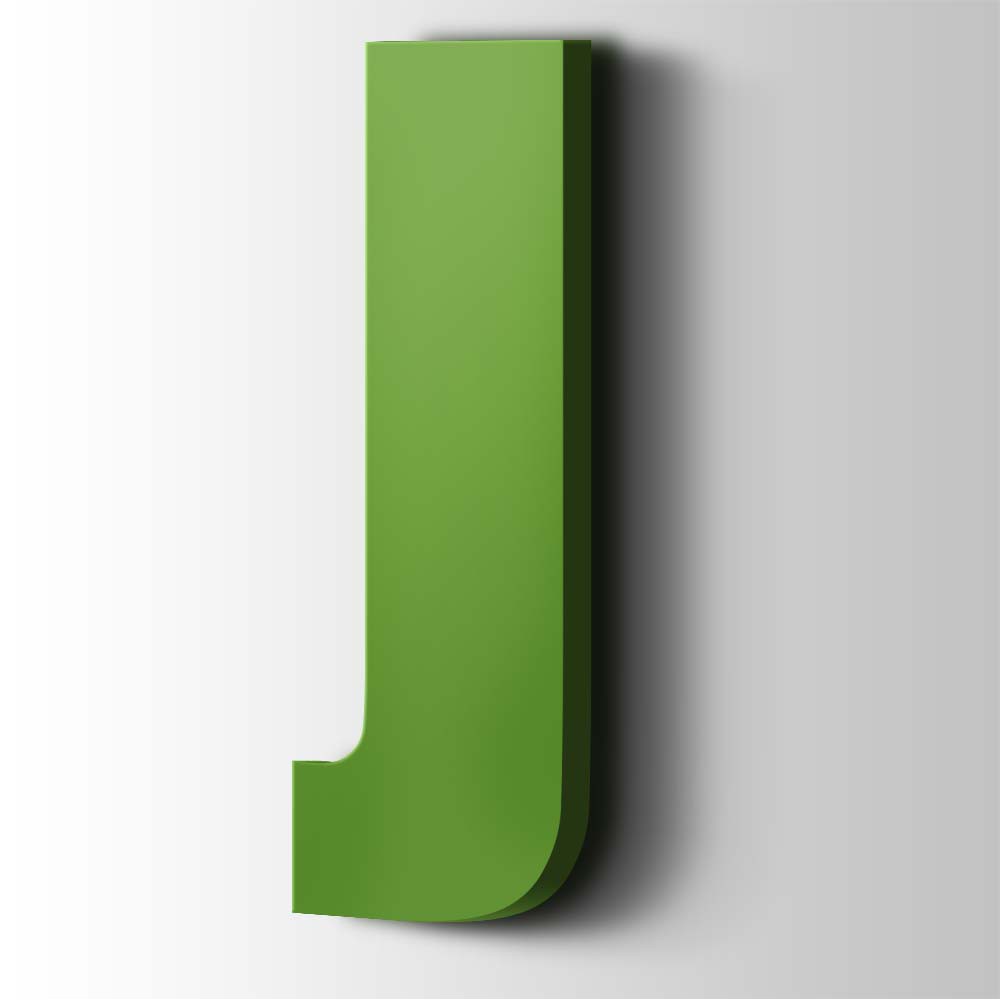 Kunststof Letter J Impact Acrylaat 6018 Yellow Green - 1