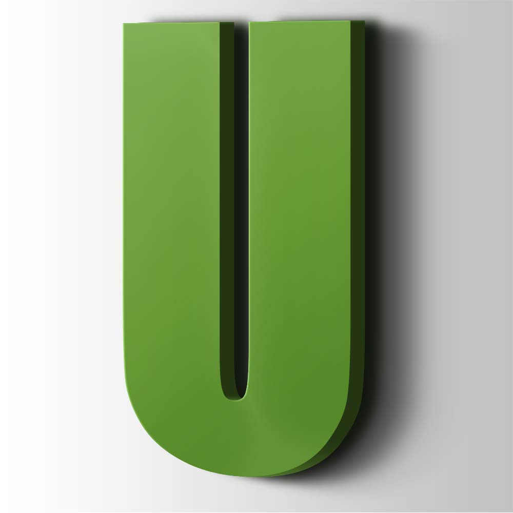 Kunststof Letter U Impact Acrylaat 6018 Yellow Green - 1