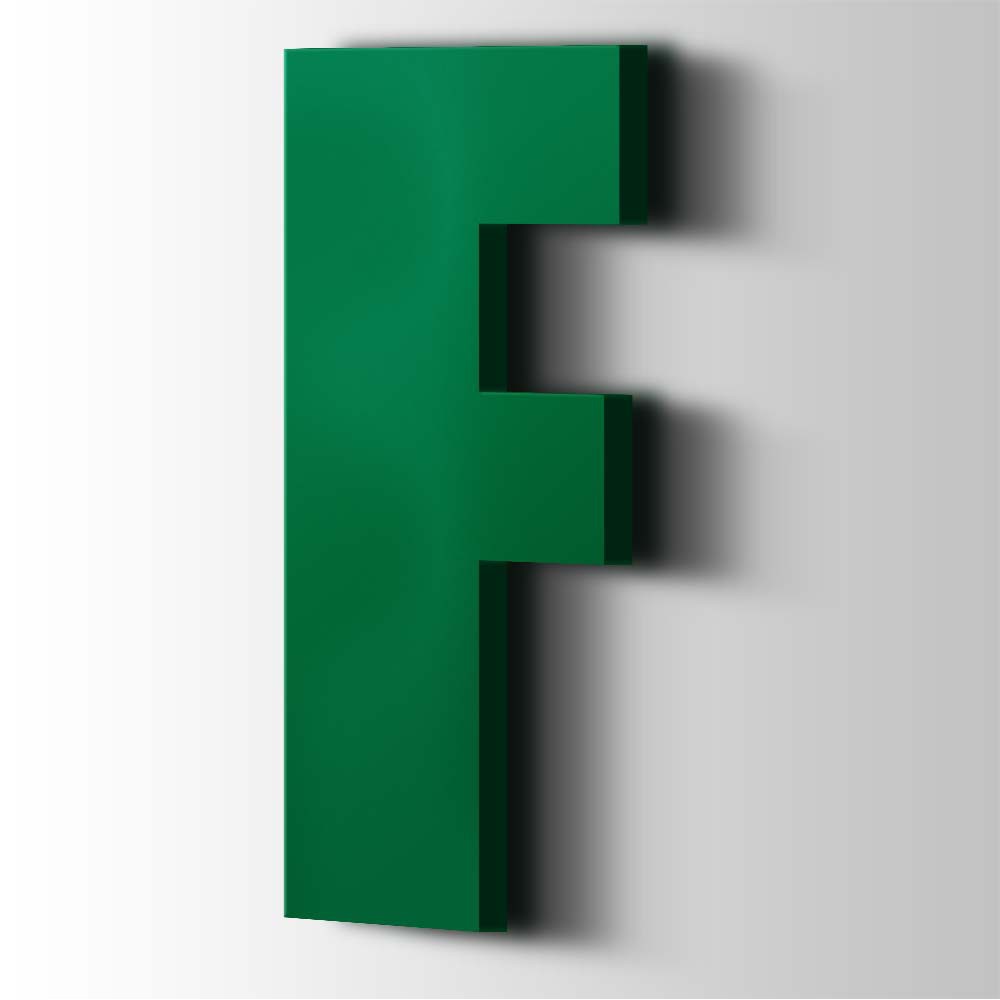Kunststof Letter F Impact Acrylaat 6029 Mint Green - 1