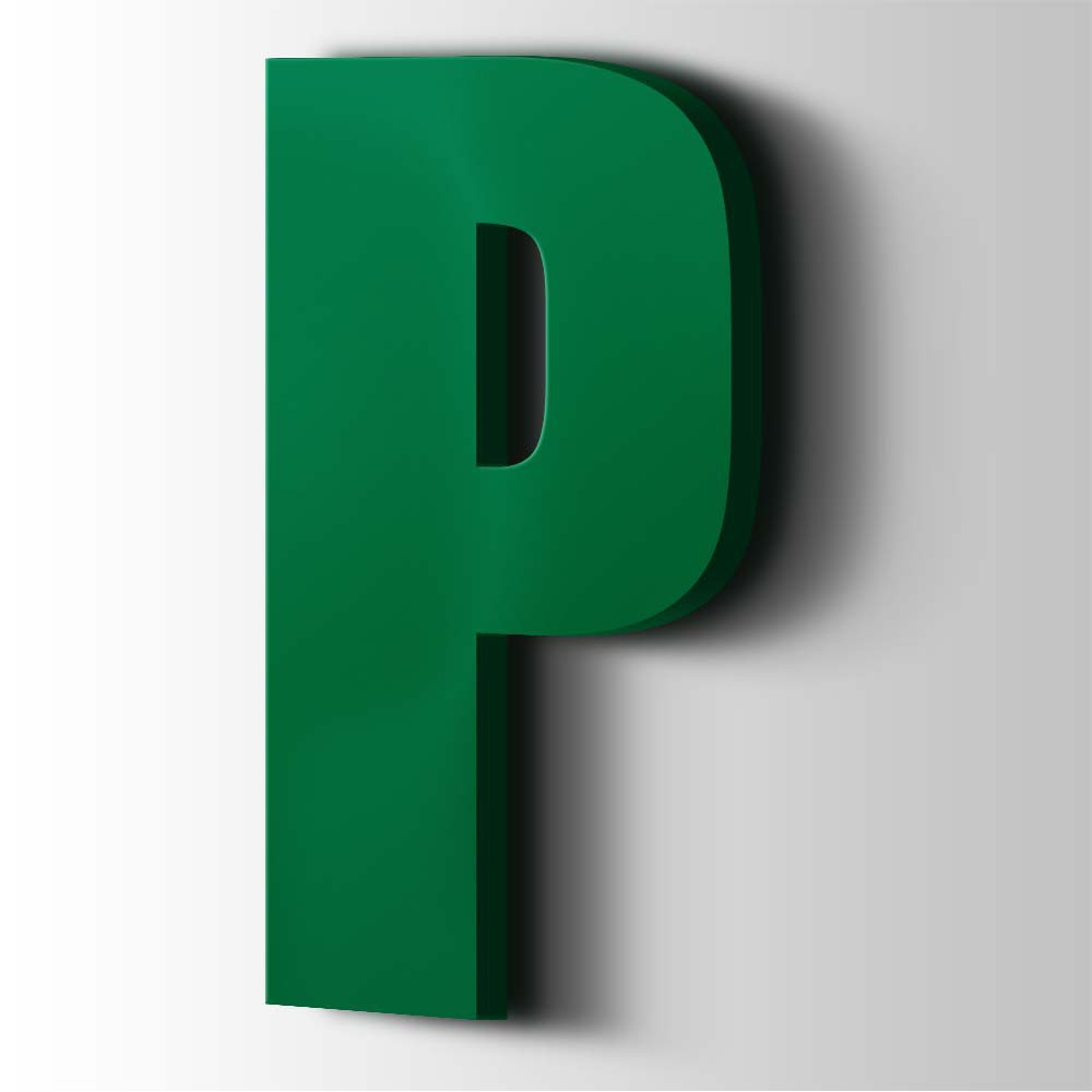 Kunststof Letter P Impact Acrylaat 6029 Mint Green - 1