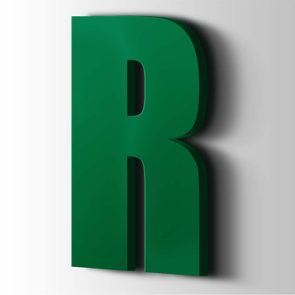 Kunststof Letter R Impact Acrylaat 6029 Mint Green - 1