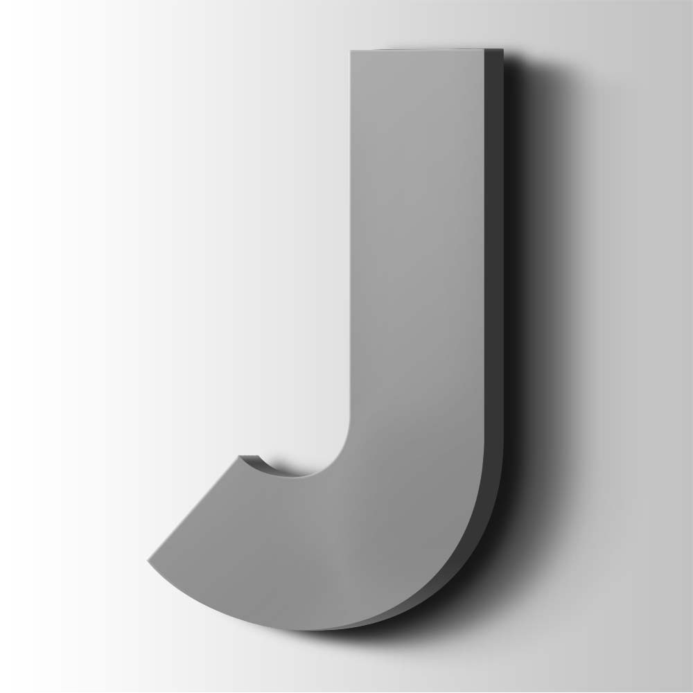 Kunststoff-Buchstabe J Big John Acryl 7040 Fenstergrau – 1