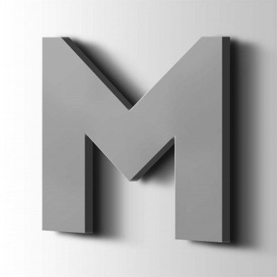 Kunststof Letter M Big john Acrylaat 7040 Window Grey - 1