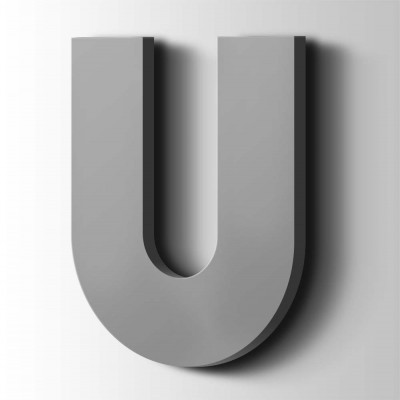 Kunststof Letter U Big John Acrylaat 7040 Window Grey - 1 Kunststof Letter U Big John Acrylaat 7040 Window Grey - 1
