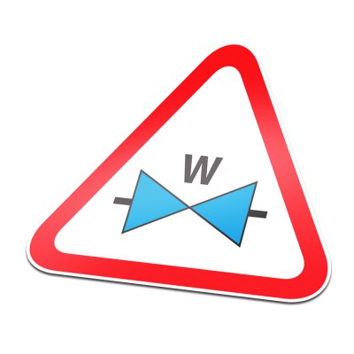 Waterafsluiter Pictogramsticker Waarschuwing Rood Wit - 1