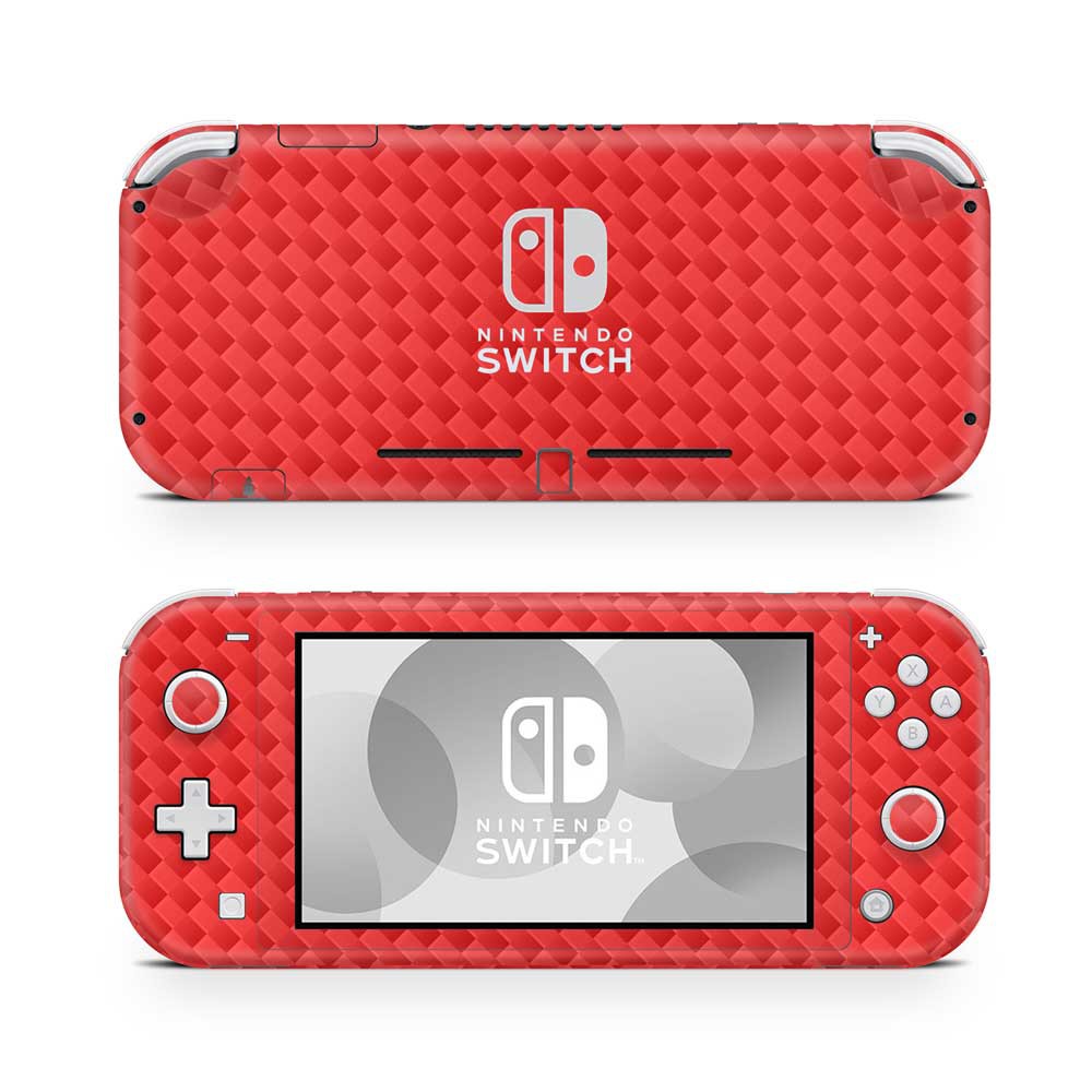 Nintendo Switch Lite Skin Carbon Rood - 1