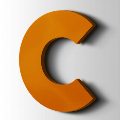 Kunststof Letter C Big John Acrylaat 2004 Pure Orange - 1