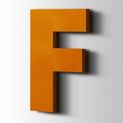Kunststof Letter F Big John Acrylaat 2004 Pure Orange - 1
