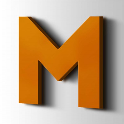 Kunststof Letter M Big John Acrylaat 2004 Pure Orange - 1