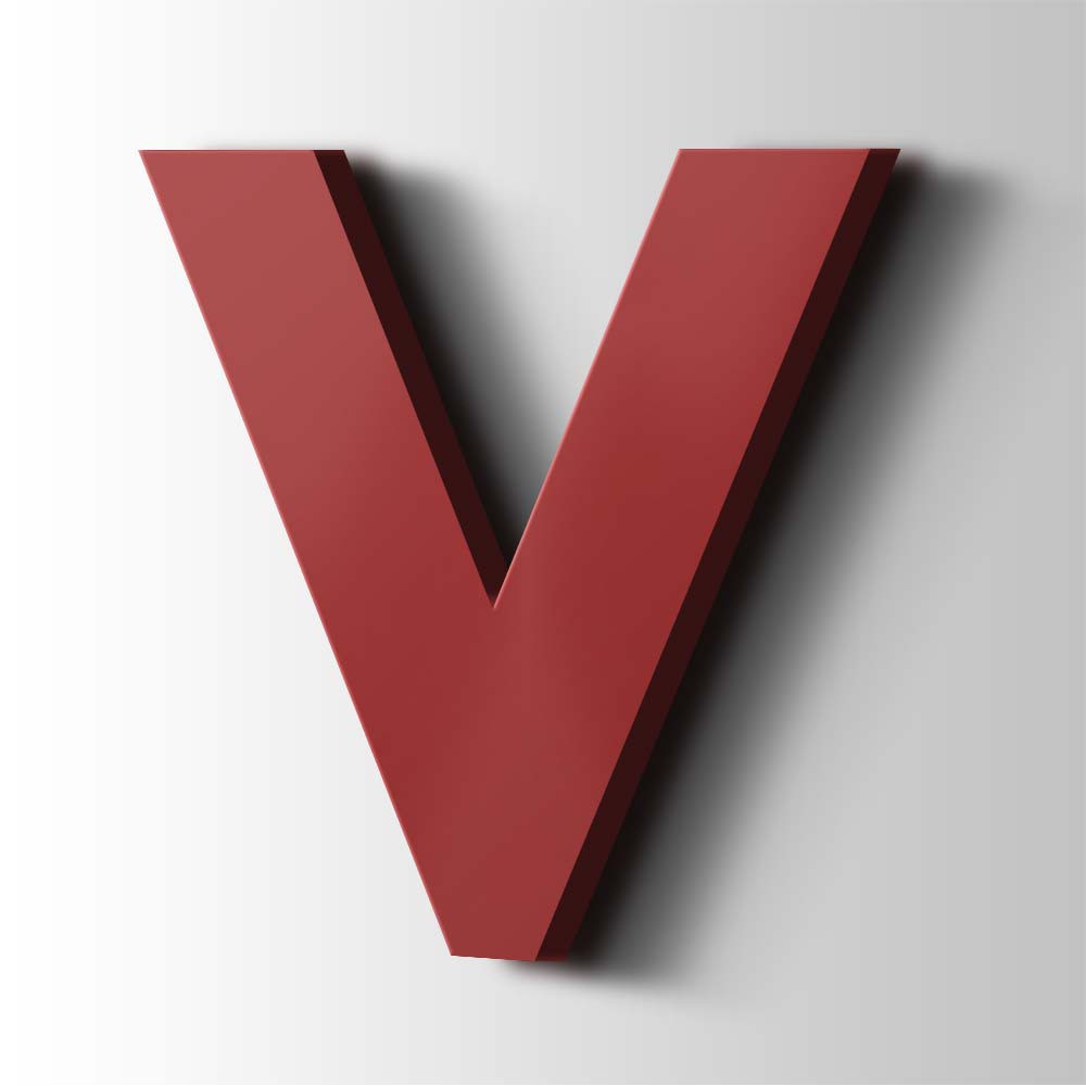 Kunststof Letter V Big John Acrylaat 3001 Signal Red - 1