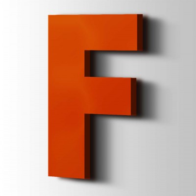 Kunststof Letter F Big John Acrylaat 3020 Traffic Red - 1