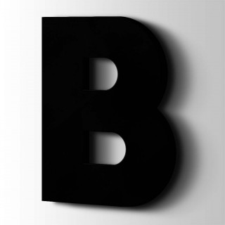 Kunststof Letter B Big John Acrylaat 9005 Jet Black - 1