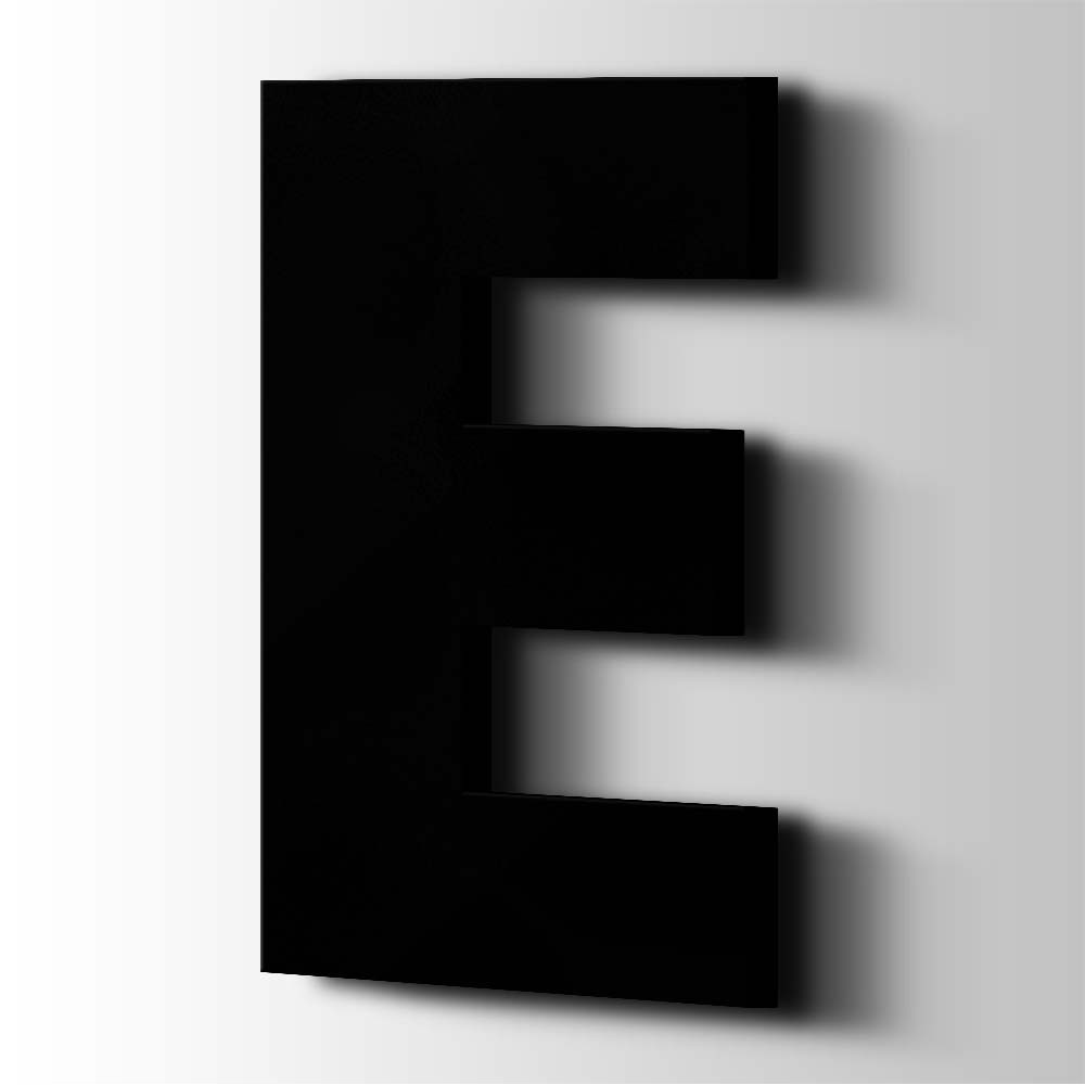 Kunststof Letter E Big John Acrylaat 9005 Jet Black - 1