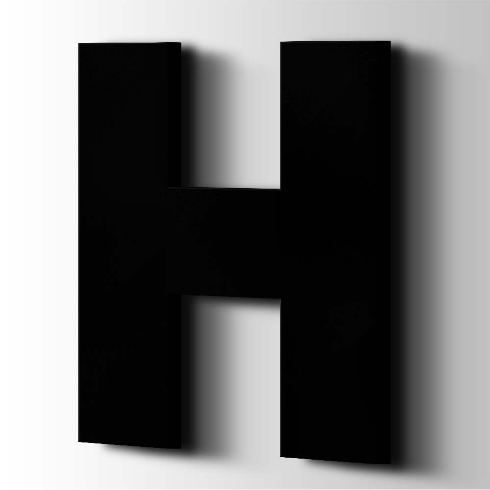 Kunststof Letter H Big John Acrylaat 9005 Jet Black - 1