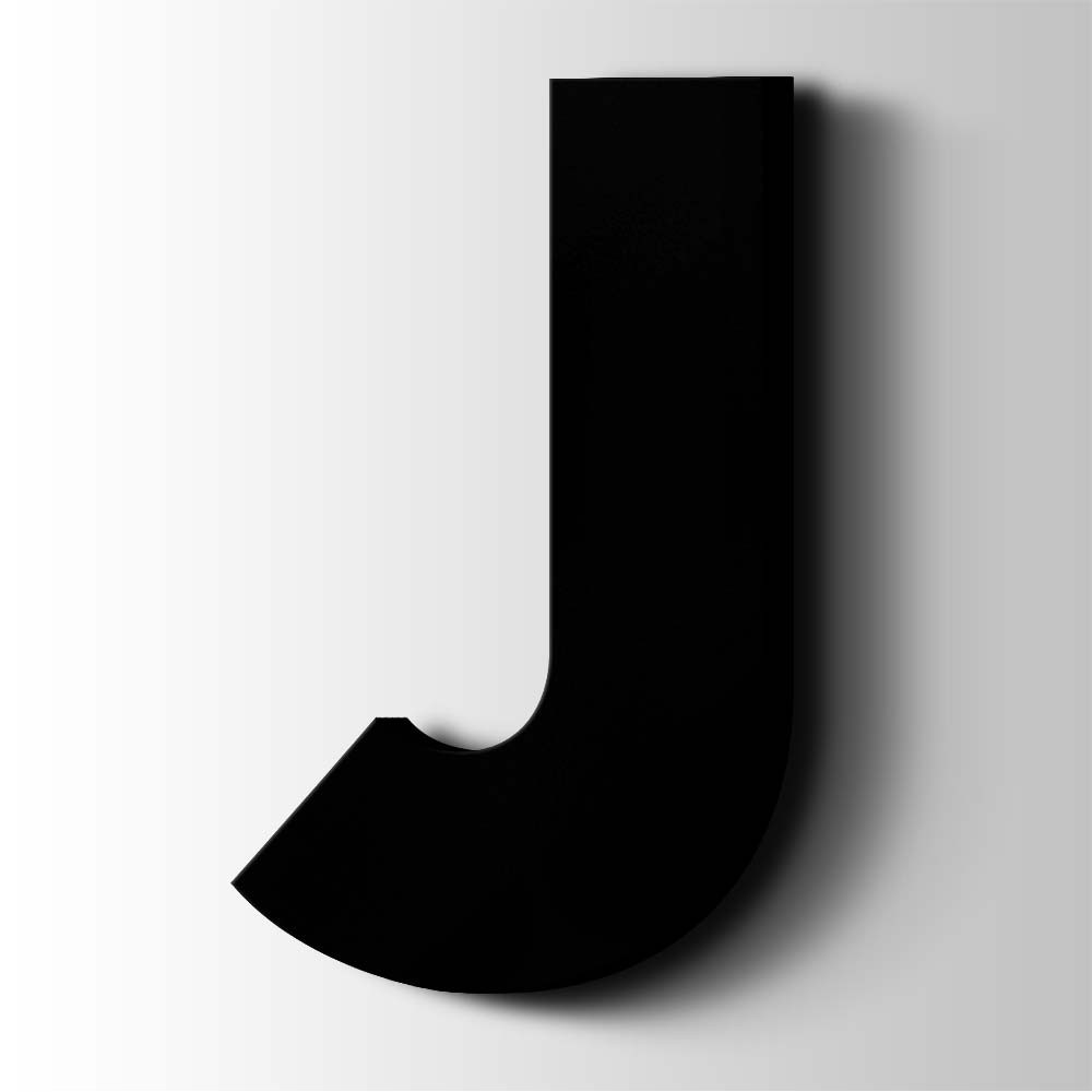 Kunststof Letter J Big John Acrylaat 9005 Jet Black - 1