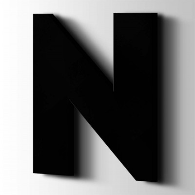 Kunststof Letter N Big John Acrylaat 9005 Jet Black - 1