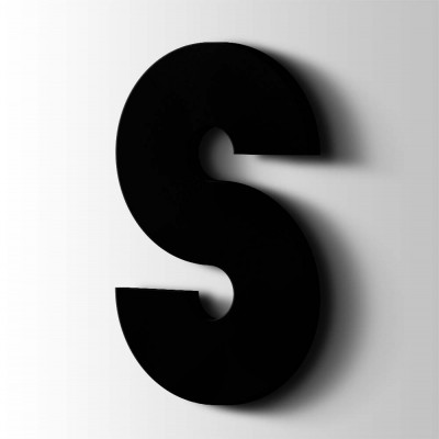 Kunststof Letter S Big John Acrylaat 9005 Jet Black - 1
