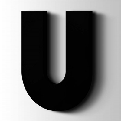 Kunststof Letter U Big John Acrylaat 9005 Jet Black - 1