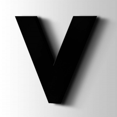 Kunststof Letter V Big John Acrylaat 9005 Jet Black - 1