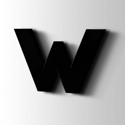 Kunststof Letter W Big John Acrylaat 9005 Jet Black - 1