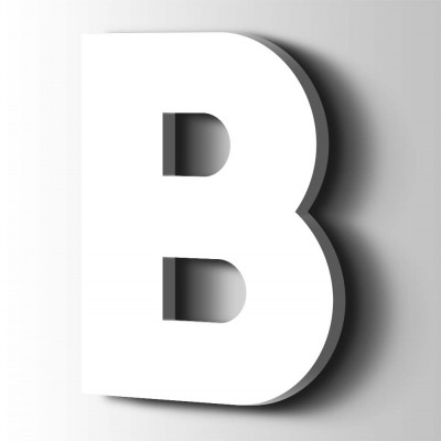 Kunststof Letter B Big John Acrylaat 9016 Traffic White - 1