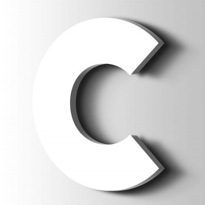 Kunststof Letter C Big John Acrylaat 9016 Traffic White - 1