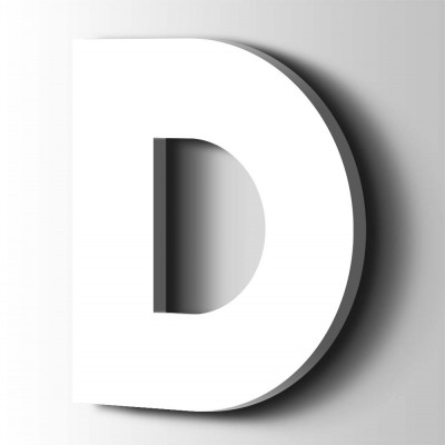 Kunststof Letter D Big John Acrylaat 9016 Traffic White - 1