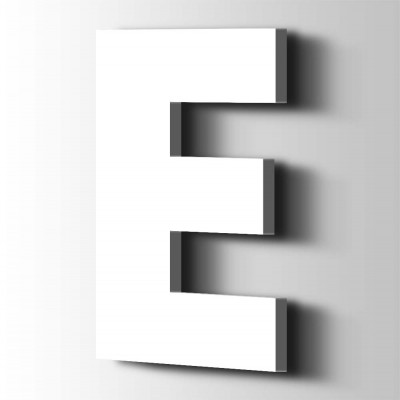 Kunststof Letter E Big John Acrylaat 9016 Traffic White - 1