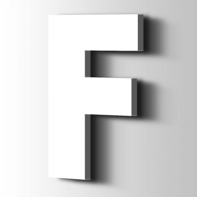 Kunststof Letter F Big John Acrylaat 9016 Traffic White - 1