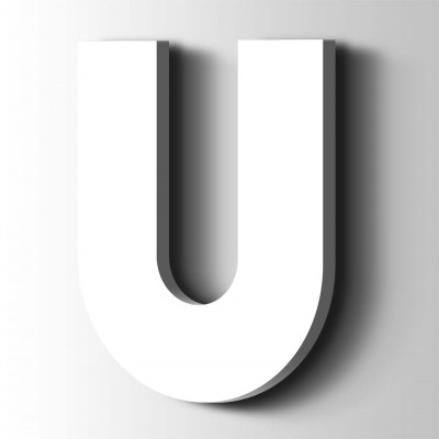 Kunststof Letter U Big John Acrylaat 9016 Traffic White - 1