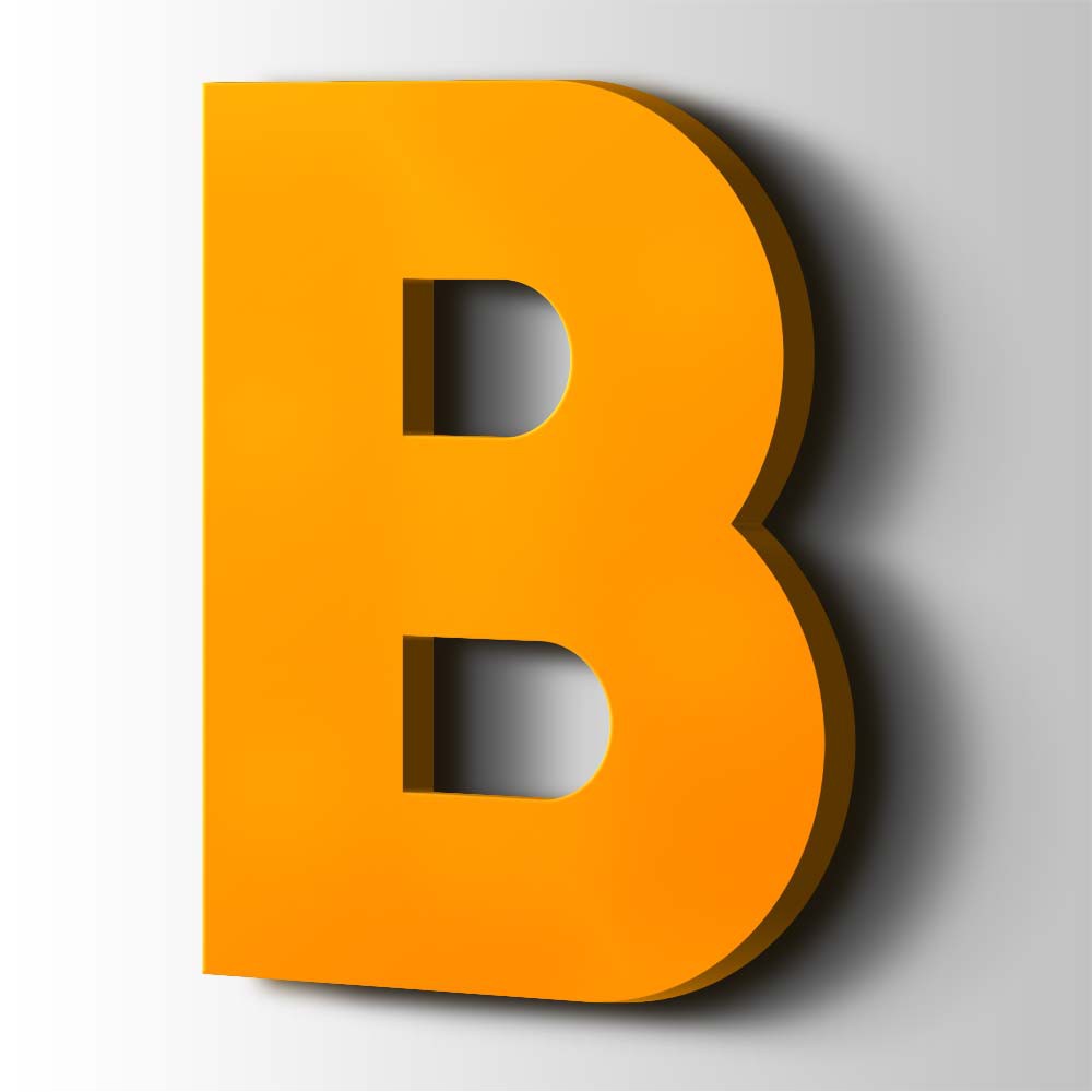 Kunststof Letter B Big John Acrylaat 1003 Signal Yellow - 1