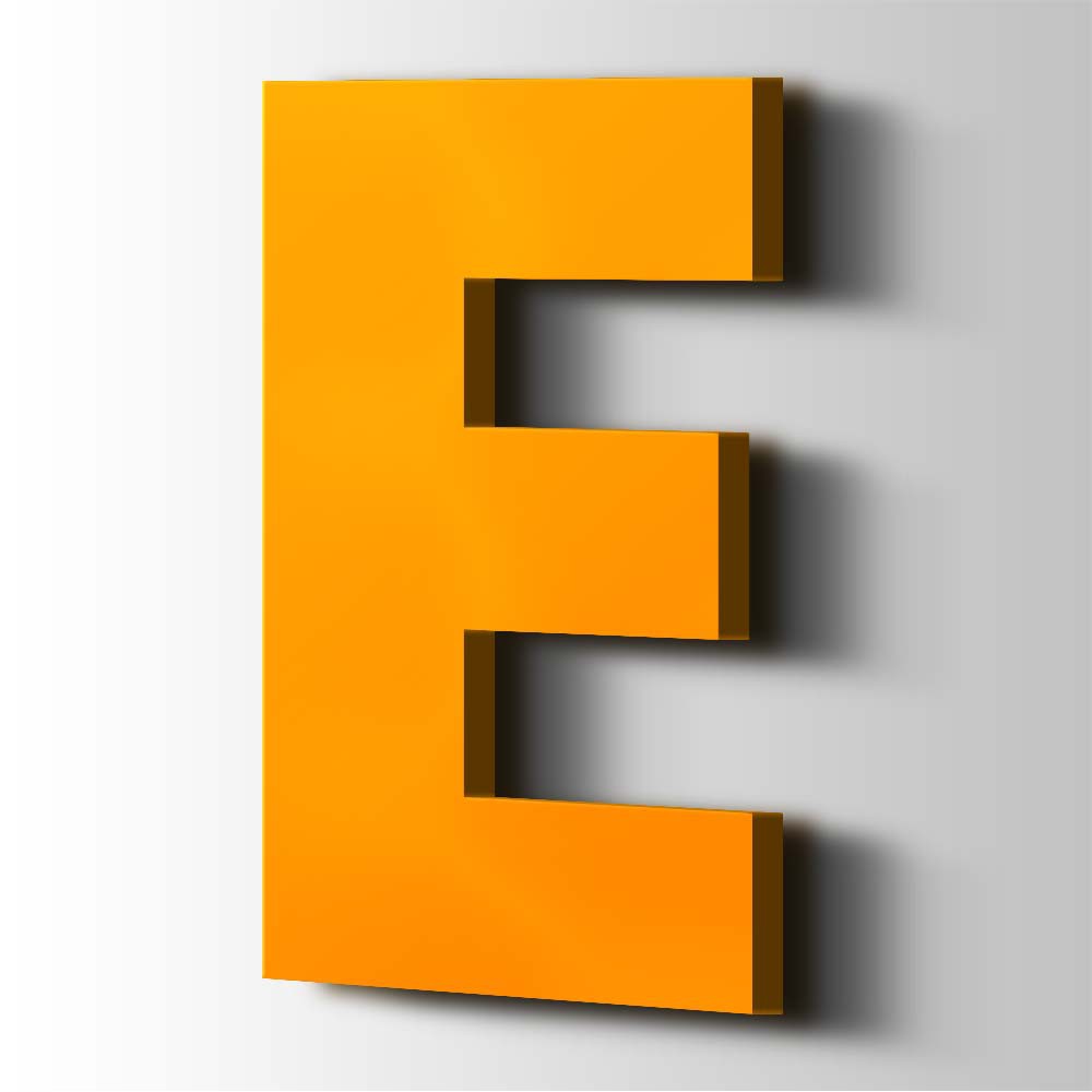 Kunststof Letter E Big John Acrylaat 1003 Signal Yellow - 1