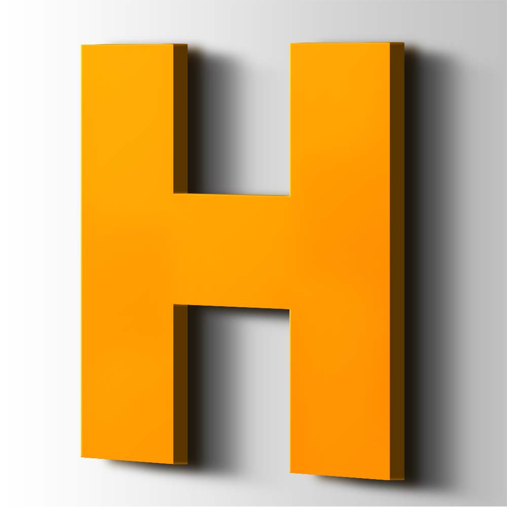 Kunststof Letter H Big John Acrylaat 1003 Signal Yellow - 1