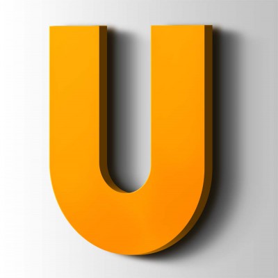 Kunststof Letter U Big John Acrylaat 1003 Signal Yellow - 1