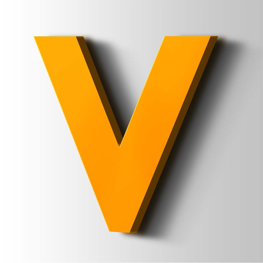 Kunststof Letter V Big John Acrylaat 1003 Signal Yellow - 1