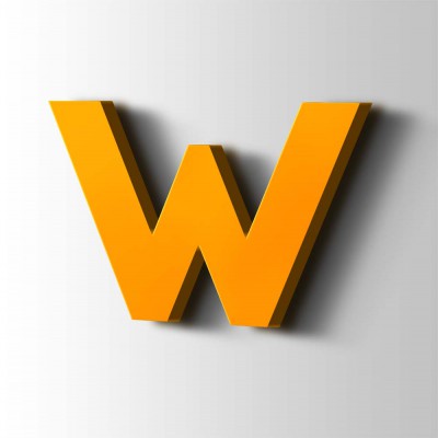 Kunststof Letter W Big John Acrylaat 1003 Signal Yellow - 1