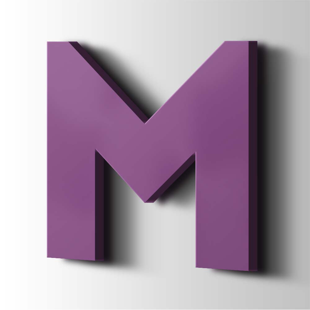 Kunststof Letter M Big John Acrylaat 4008 Signal Violet - 1