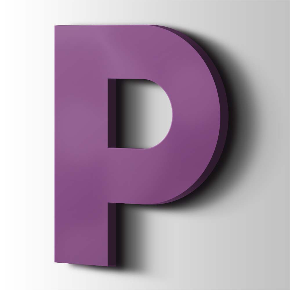 Kunststof Letter P Big John Acrylaat 4008 Signal Violet - 1