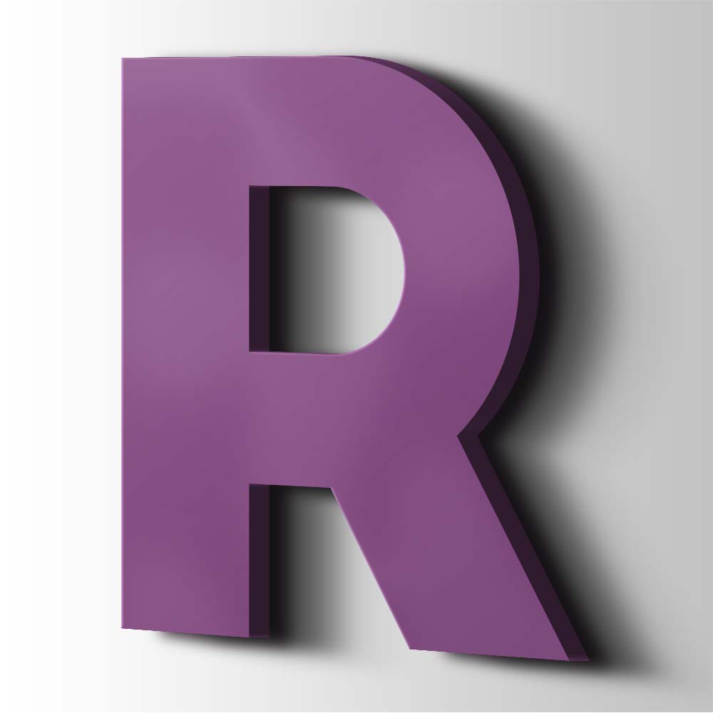 Kunststof Letter R Big John Acrylaat 4008 Signal Violet - 1