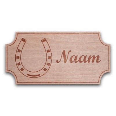 Houten Naambord Klassiek Hoefijzer - 3 Houten Naambord Klassiek Hoefijzer - 3