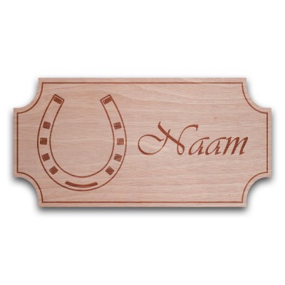 Houten Naambord Klassiek Hoefijzer - 2 Houten Naambord Klassiek Hoefijzer - 2