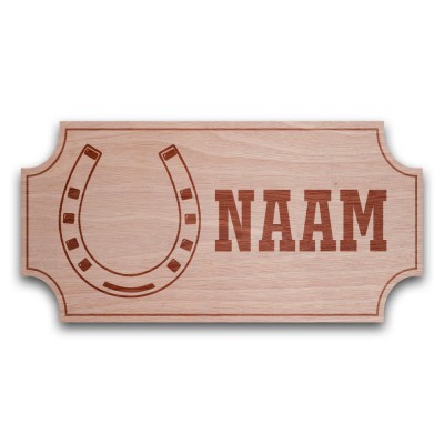 Houten Naambord Klassiek Hoefijzer - 1 Houten Naambord Klassiek Hoefijzer - 1