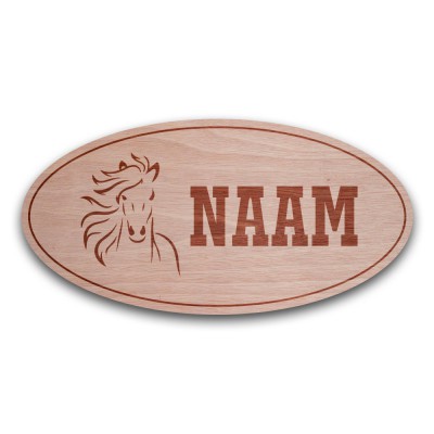 Houten Naambord Ovaal Paard - 1