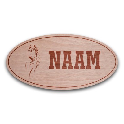 Houten Naambord Ovaal Merrie - 1 Houten Naambord Ovaal Merrie - 1